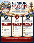 Lone Star Treasure Market vendor marketing services package tiers