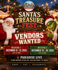 Santa's Treasure Fest vendors wanted at Paradise Live in San Antonio, December 12–13 and December 19–20, 2026